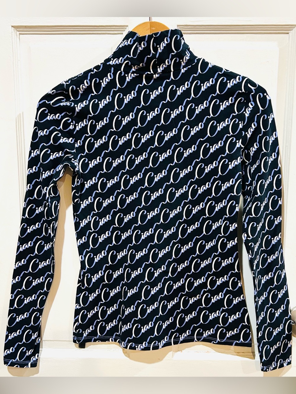 Anthropologie Maeve Ciao Graphic Print Turtleneck Top Preppy Urban Coastal XS - Picture 5 of 9